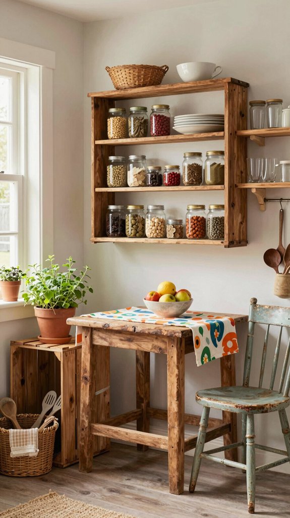 repurposed furniture enhances kitchen storage