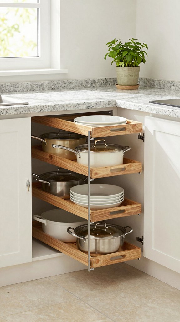 18 Kitchen Shelf Ideas for Stylish Storage 11 roll out shelves for cookware