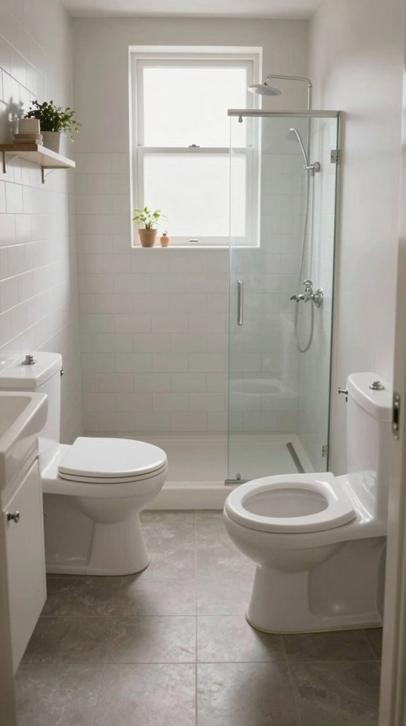 19 Long Narrow Bathroom Ideas That Improve Flow 8 round toilets save space