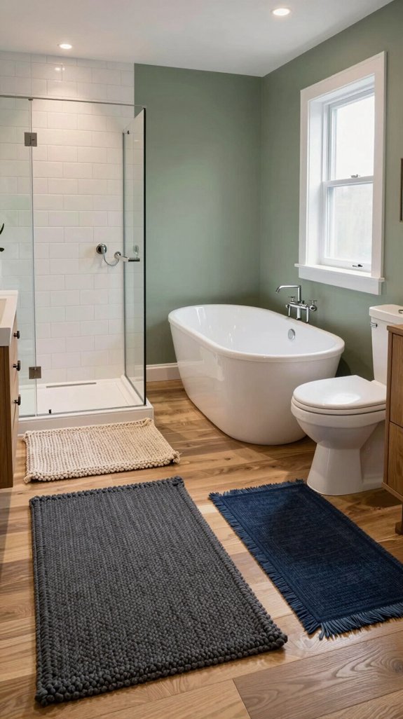 17 Bathroom Rug Ideas That Add Texture and Warmth 13 rug placement for safety