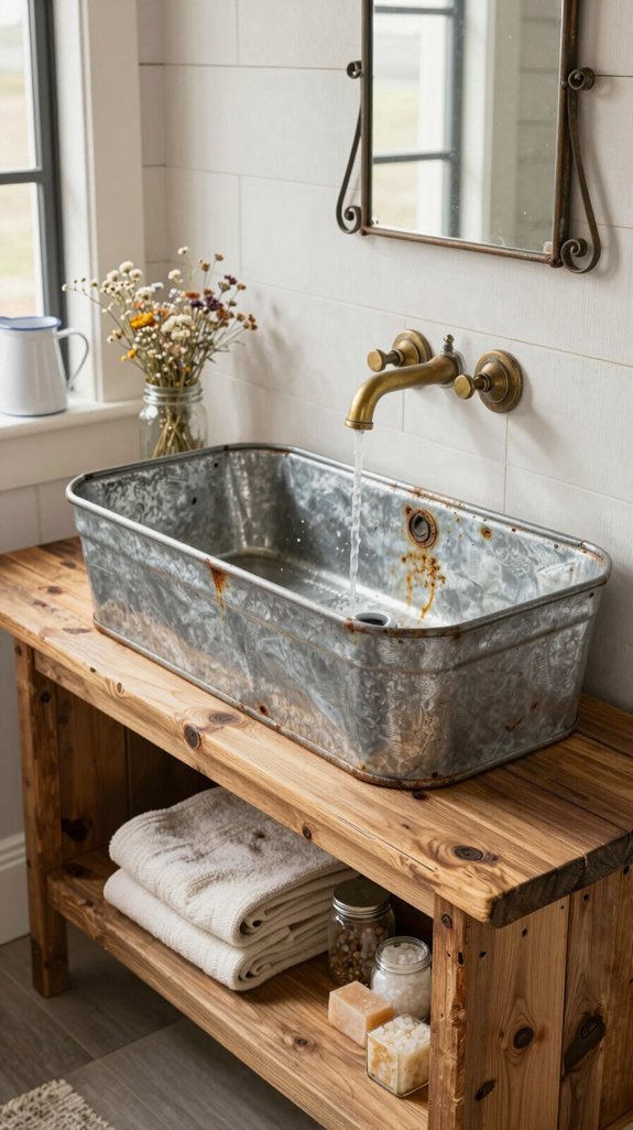 24 Farmhouse Bathroom Ideas With Rustic Charm 15 rustic farmhouse feed troughs