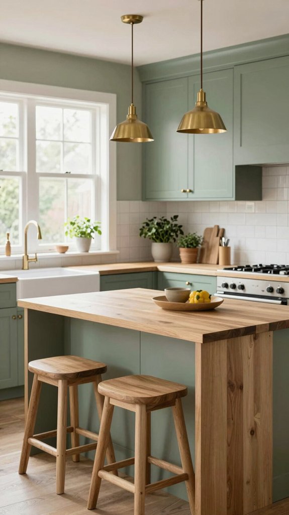 19 Sage Green Kitchen Ideas That Feel Calm and Elegant 6 sage green and wood