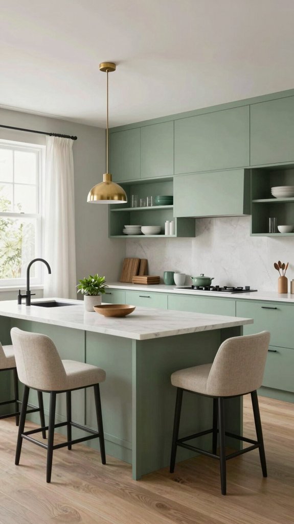 19 Sage Green Kitchen Ideas That Feel Calm and Elegant 17 sage green kitchen balance