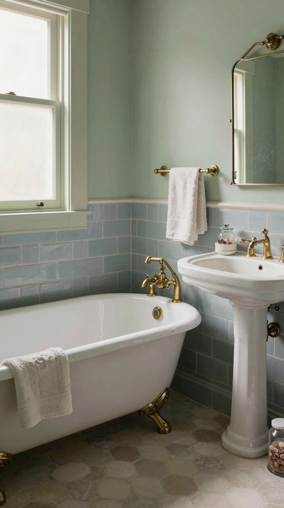 24 Sage Green Bathroom Ideas for a Calm and Modern Look 19 sage green muted blue elegance