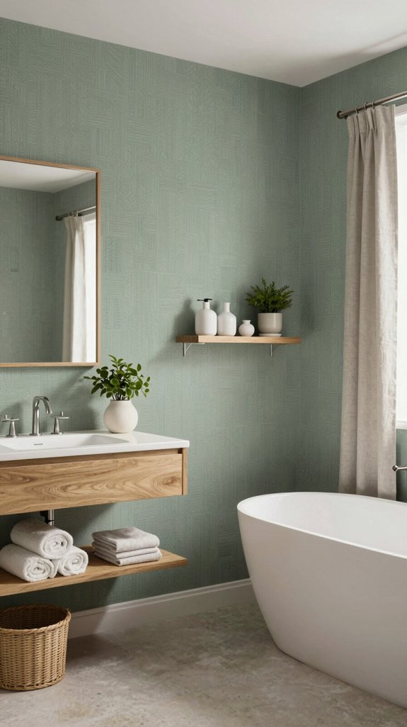 24 Sage Green Bathroom Ideas for a Calm and Modern Look 14 sage green sophistication with wood