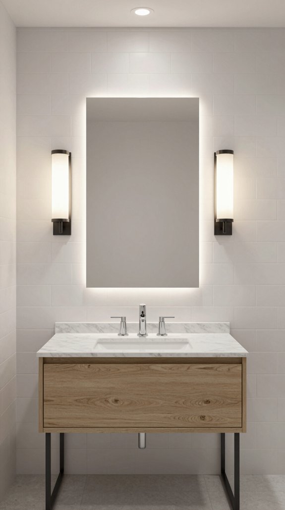 23 Bathroom Mirror and Lighting Ideas for a Brighter Space 6 sconce height and spacing