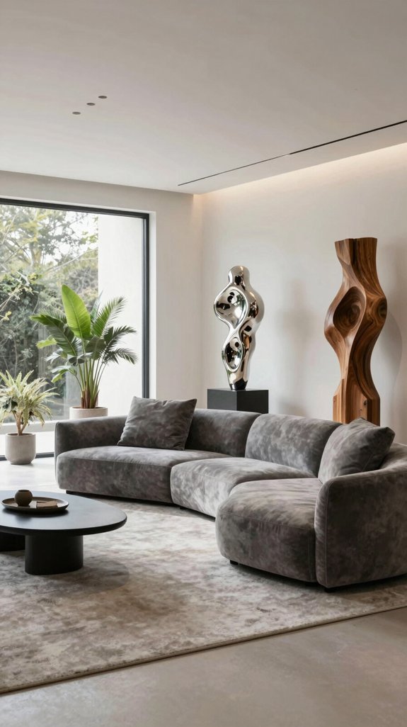 sculptural accents enhance decor