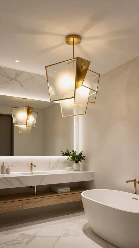 sculptural lighting enhances bathrooms
