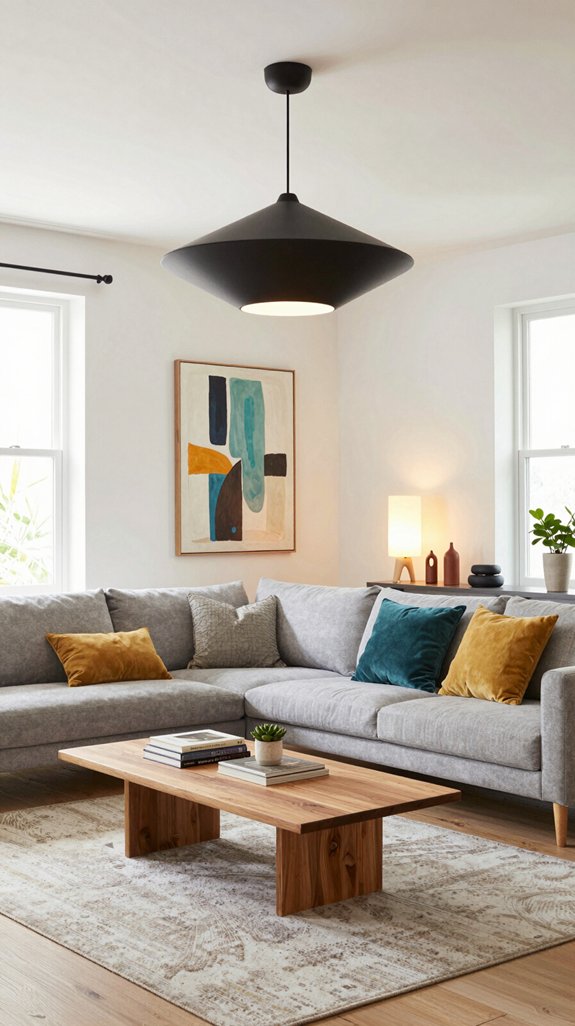 sculptural lighting enhances decor