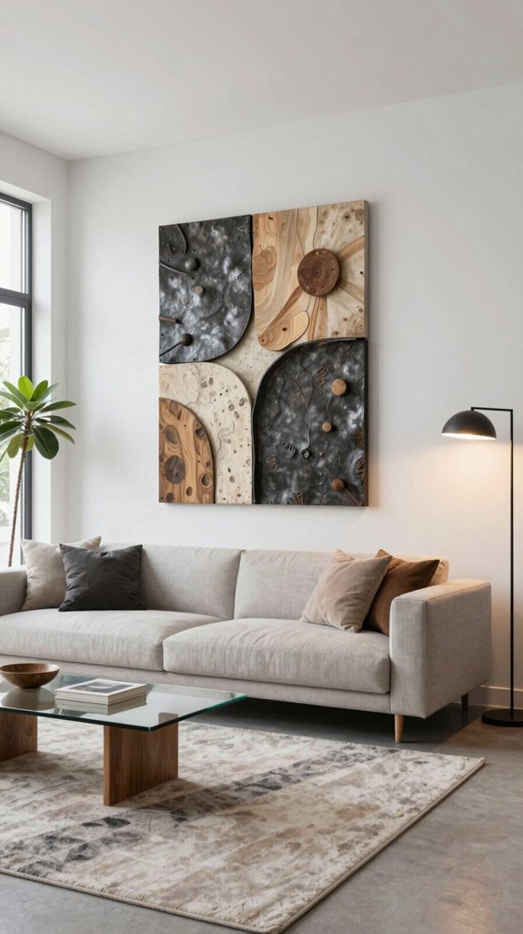 sculptural wall art enhances decor