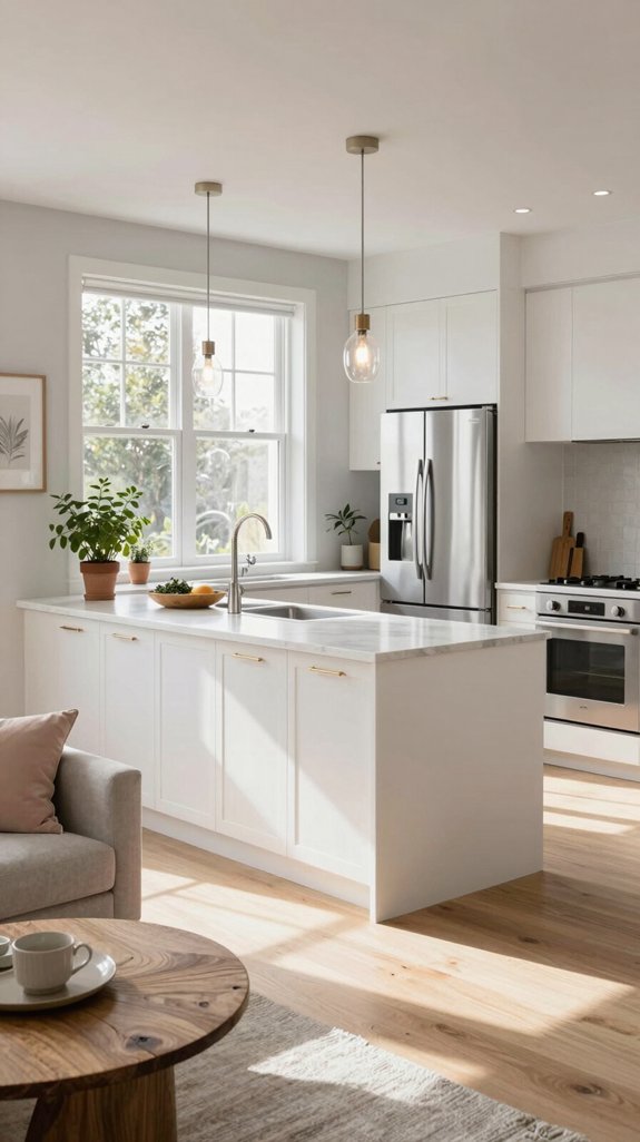 19 Tiny Kitchen Ideas That Feel Surprisingly Spacious 5 seamless flow social cooking