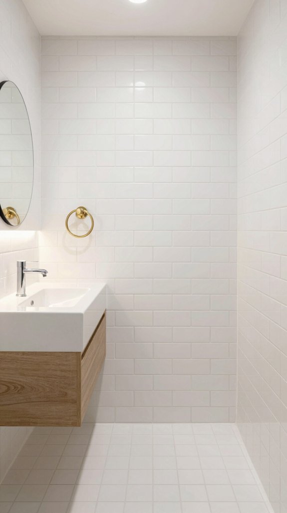 19 Powder Bathroom Ideas That Make a Statement 12 seamless surfaces enhance space
