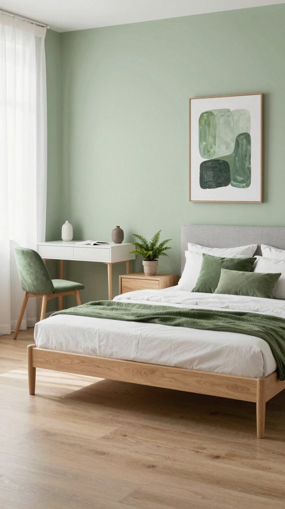 serene green minimalist bedroom