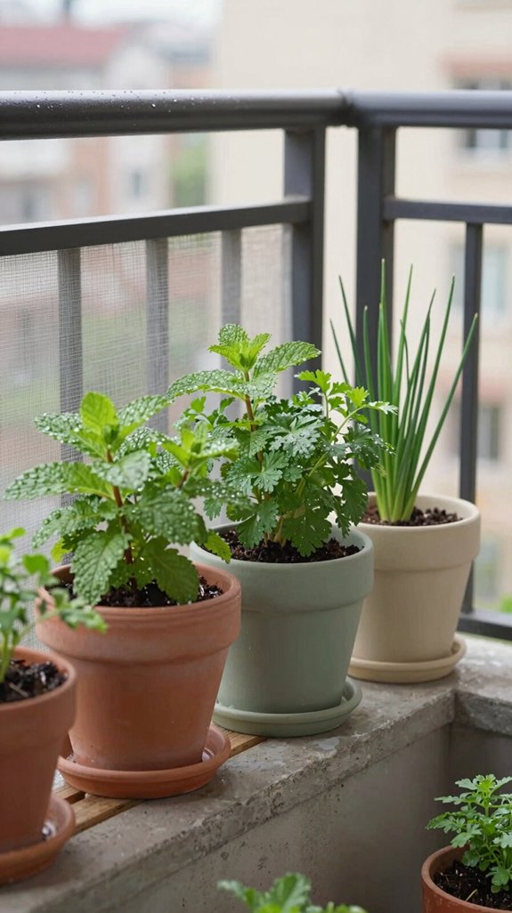 shaded culinary herb garden