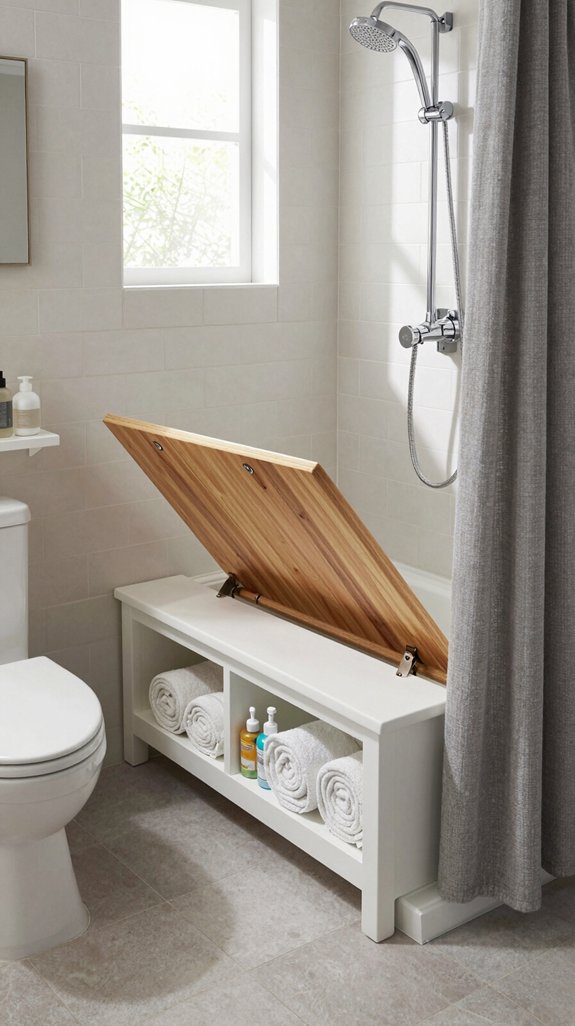 shower bench with storage