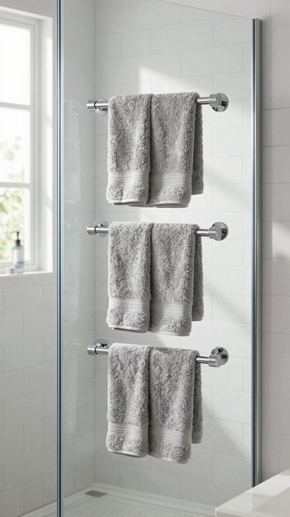 17 Bathroom Towel Hanging Ideas for Small and Large Spaces 10 shower door organization solutions