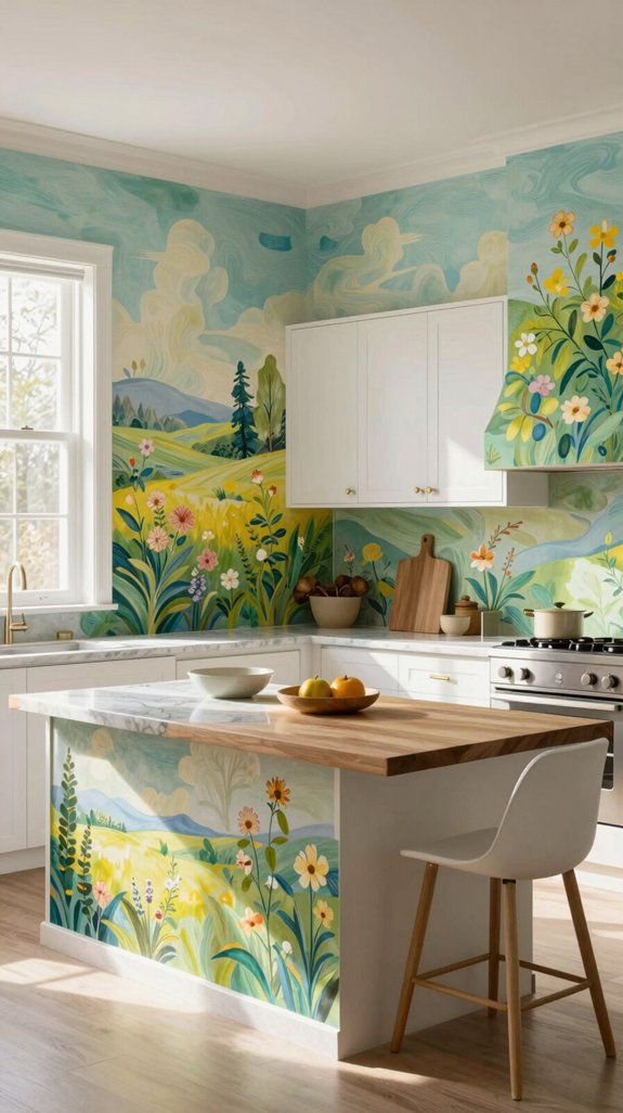 silk murals enhance kitchens