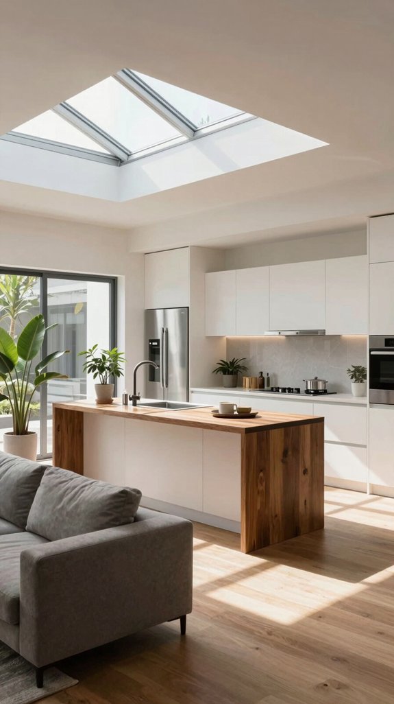 skylights enhance kitchen brightness