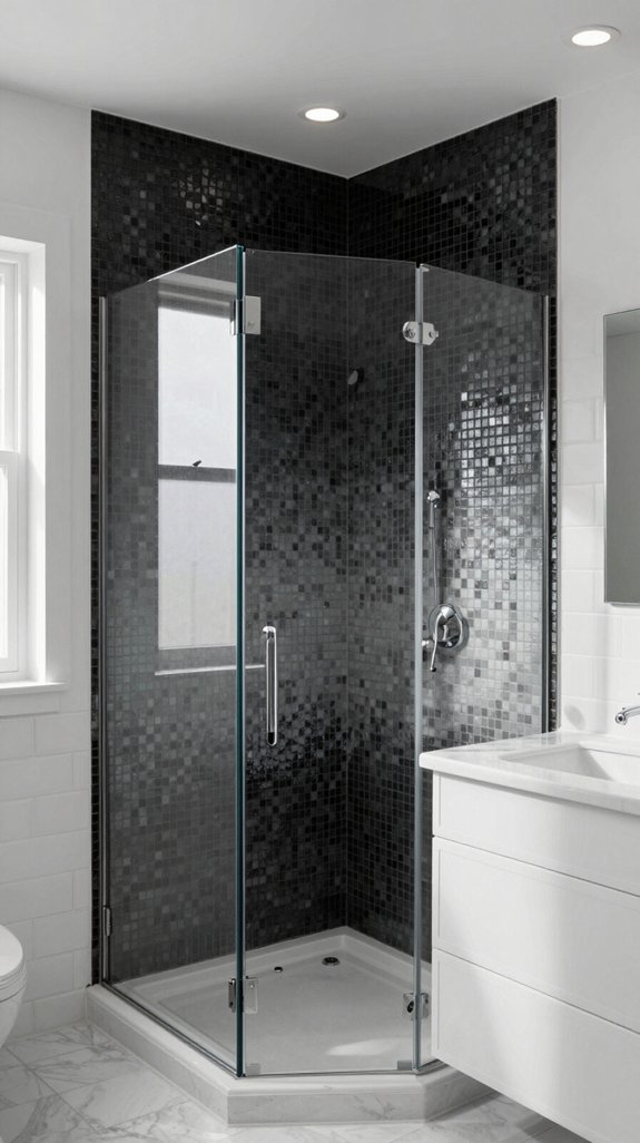 22 Black and White Bathroom Ideas for Timeless Contrast 14 sleek black ombre mosaics