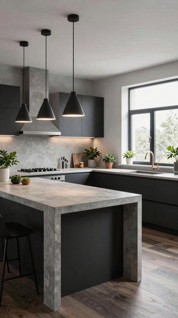 sleek concrete countertops enhance style