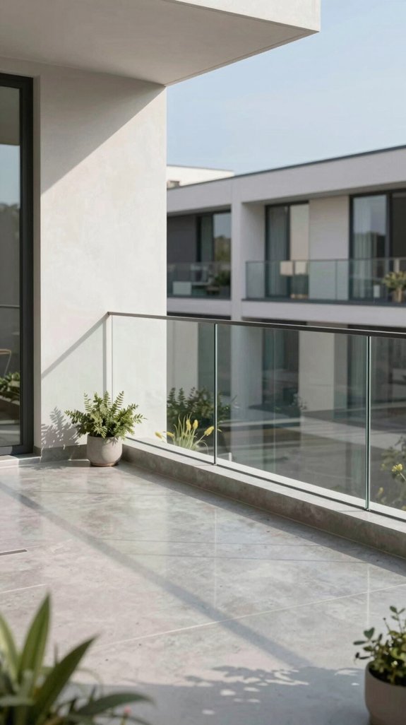 sleek glass railings enhance minimalism