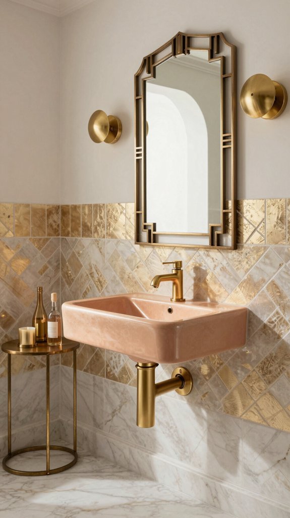 19 Powder Bathroom Ideas That Make a Statement 9 sleek metallics for sophistication