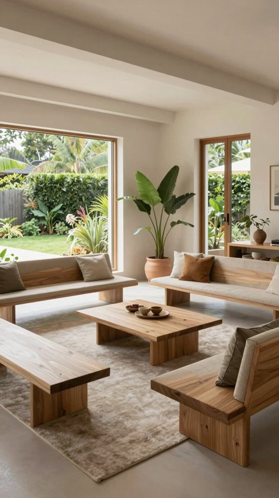 sleek minimalist backless benches