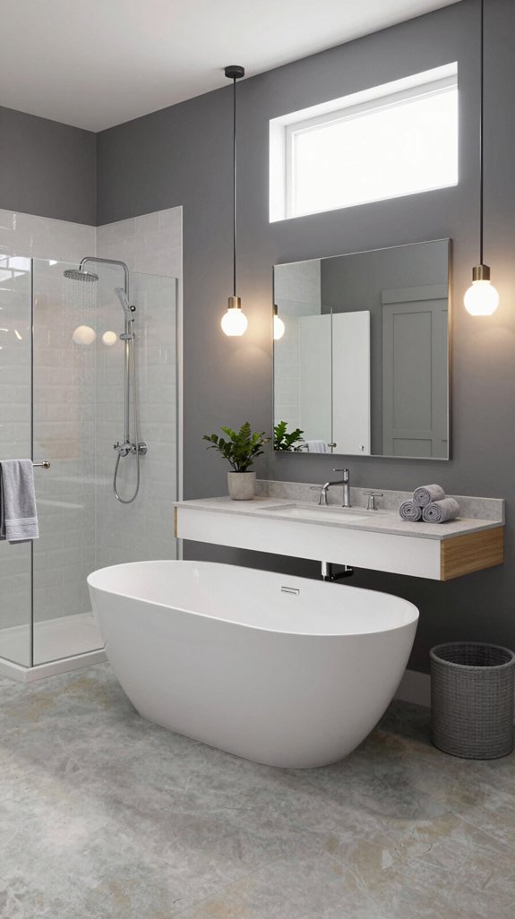 sleek modern grey bathrooms