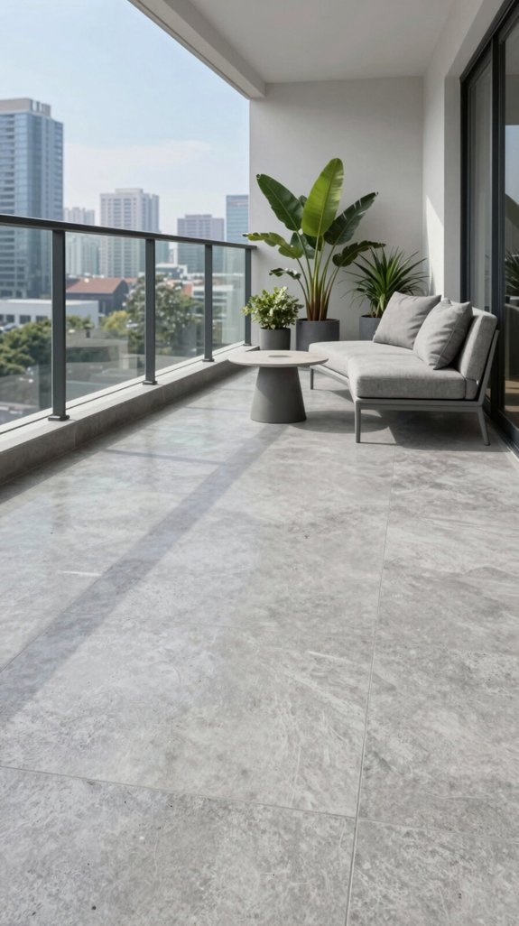 18 Balcony Flooring Ideas That Transform Your Space 7 sleek urban concrete flooring