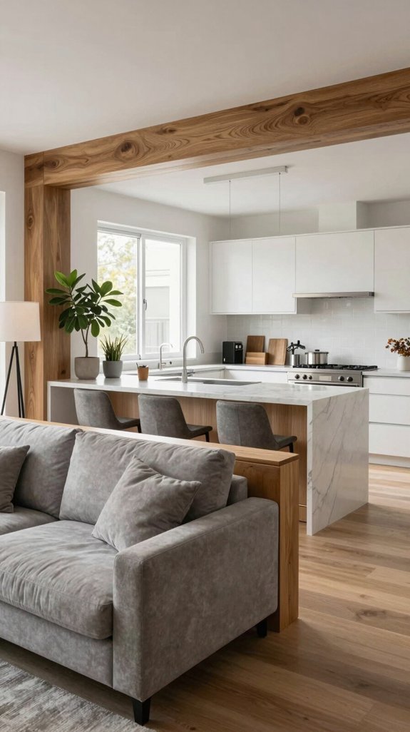 sofa backed kitchen separation design