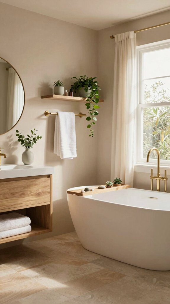 18 Warm Neutral Bathroom Ideas for a Cozy Retreat 13 soft green bathroom accents