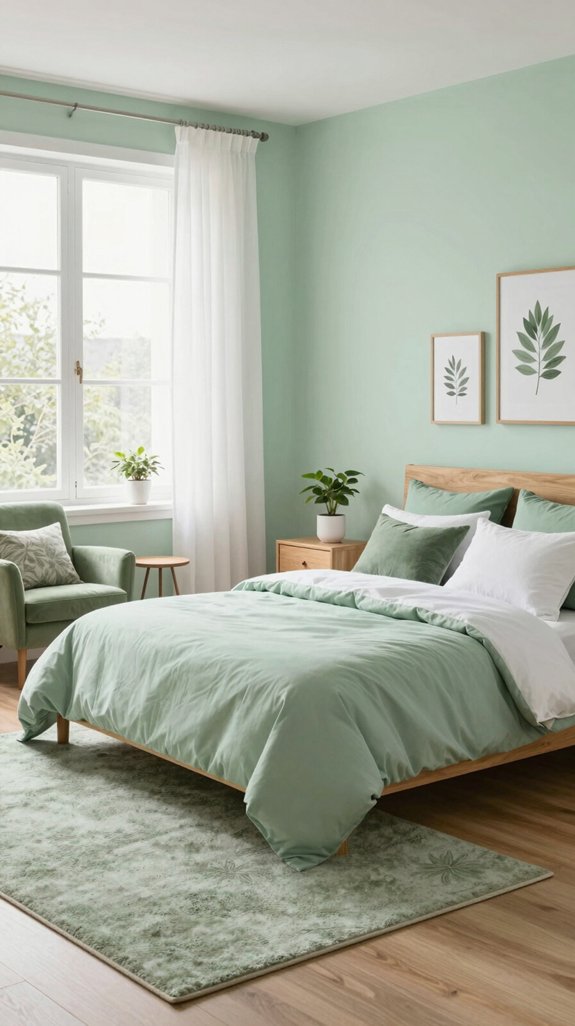 soft green serene bedroom