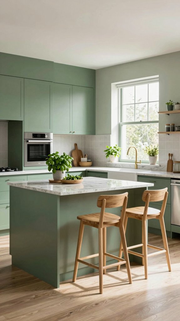 soothing green kitchen aesthetics