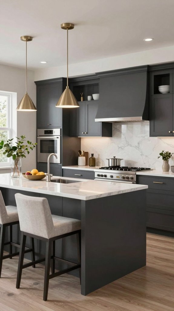sophisticated dark gray cabinetry