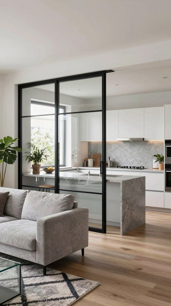 15 Open Kitchen Partition Ideas for Modern Homes 3 sophisticated glass partition design