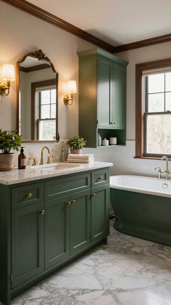 18 Dark Green Bathroom Ideas for a Bold, Moody Look 14 sophisticated green cabinetry elegance