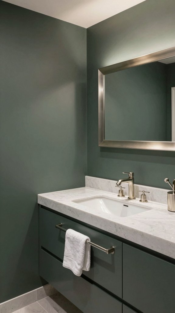 18 Dark Green Bathroom Ideas for a Bold, Moody Look 5 sophisticated green white bathroom design