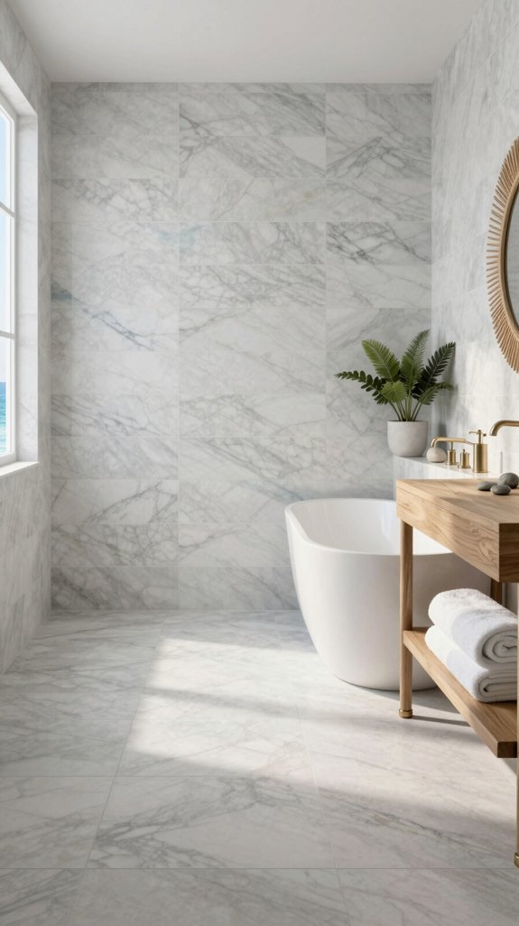 sophisticated marble look porcelain tiles