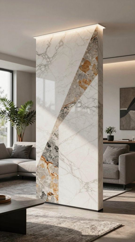 15 Living Room Partition Design Ideas for Modern Homes 7 sophisticated stone and marble