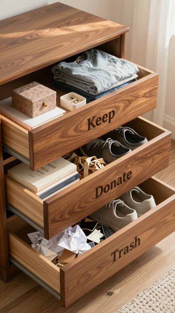 sort organize donate declutter