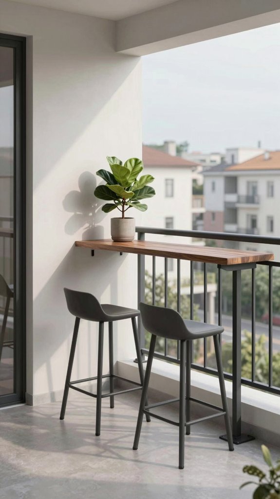 10 Mini Balcony Ideas for Small but Stylish Spaces 9 space saving folding railing table