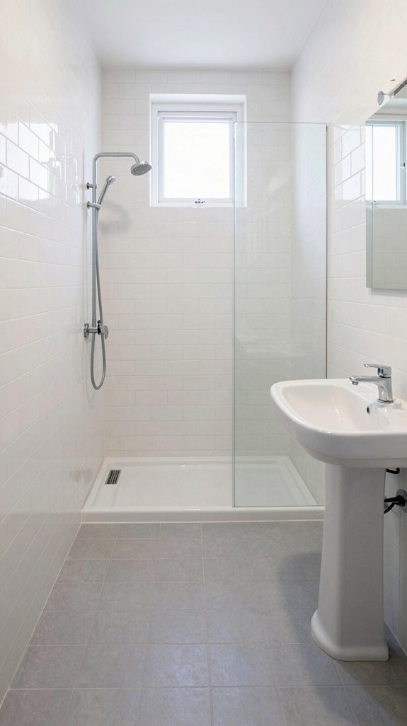 19 Long Narrow Bathroom Ideas That Improve Flow 18 space saving showerhead design