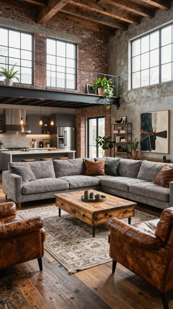 spacious industrial living room