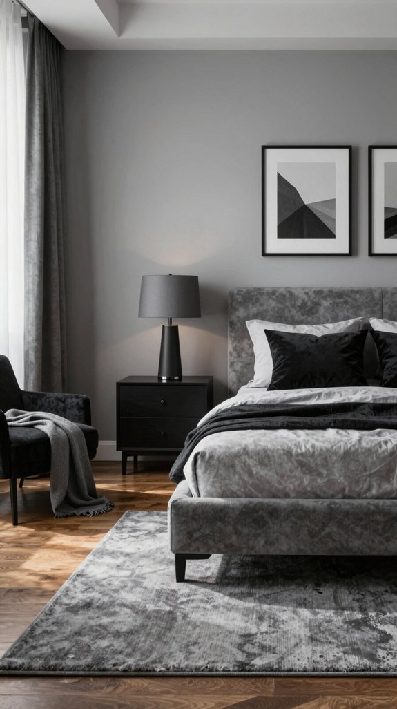 striking black grey bedroom design