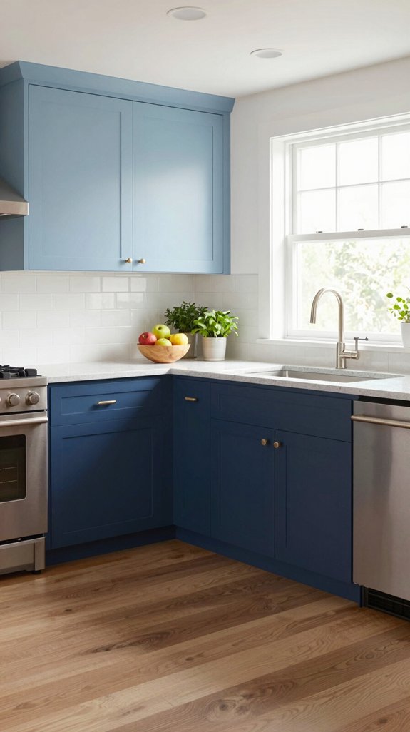 striking blue cabinet contrasts