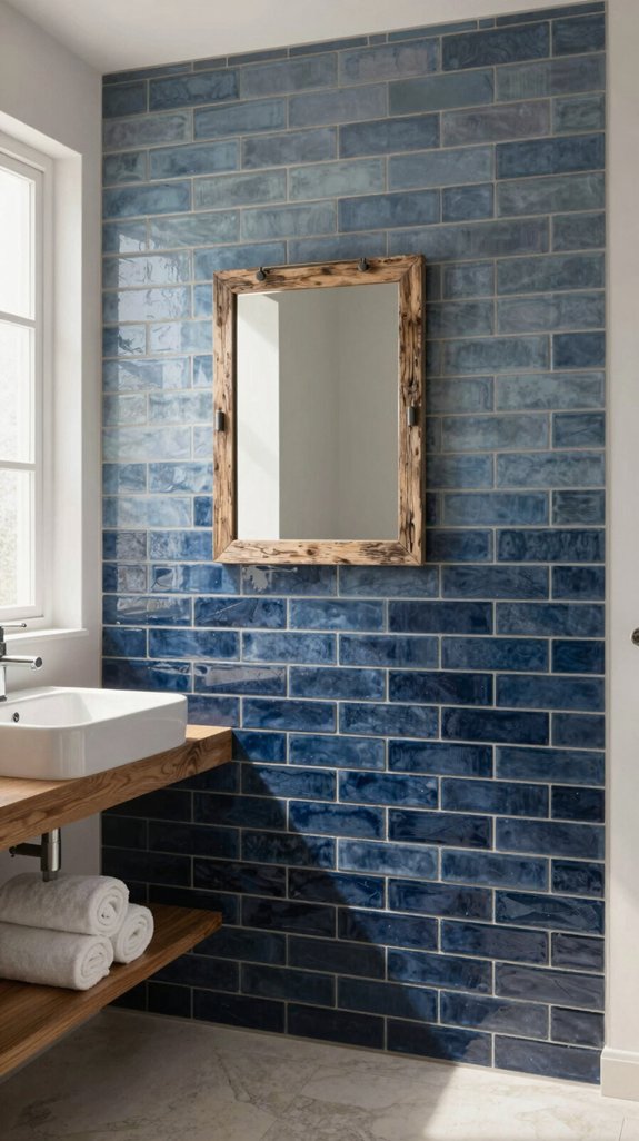 25 Blue Bathroom Ideas for a Calm Coastal Vibe 4 striking navy tile elegance