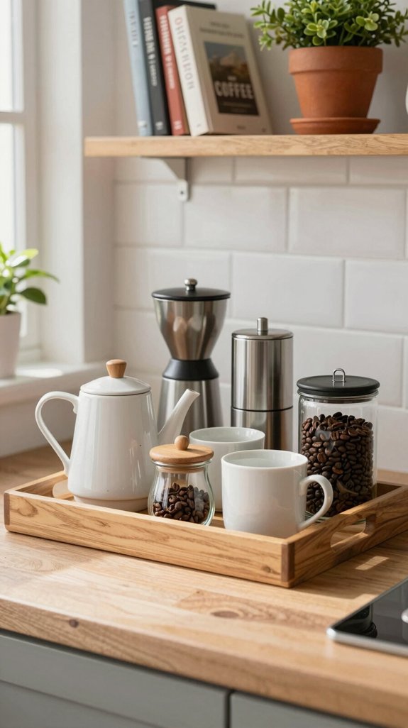 14 Coffee Bar Ideas for Kitchen Counter Styling 11 stylish coffee station organization