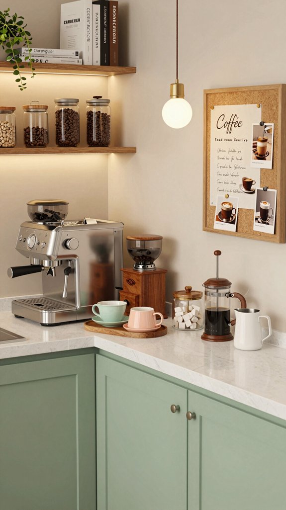 14 Coffee Bar Ideas for Kitchen Counter Styling 2 stylish corner coffee bar