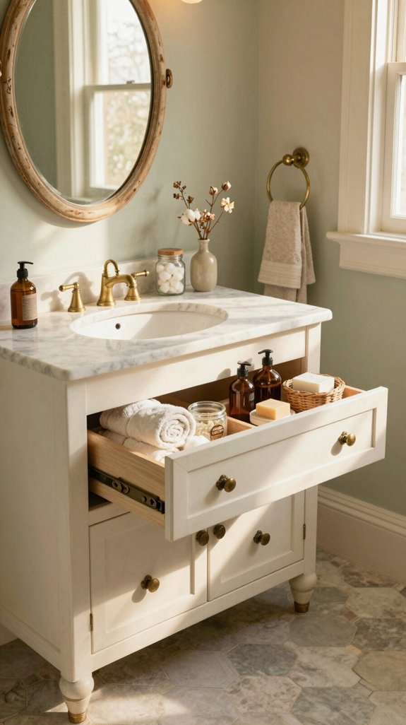 16 Cottage Bathroom Ideas Full of Charm and Warmth 12 stylish functional vintage vanities
