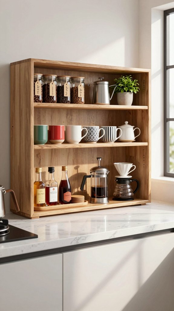 14 Coffee Bar Ideas for Kitchen Counter Styling 8 stylish open shelving display